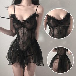 Sexy Skirt Lingerie Sexy Black Lace Bodysuit Adult Underwear Erotic Babydoll Sleepwear Slim Dress Lolita Perspective Nightdress Lingerie