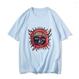 Men's T Shirts Sublimee Sun 2023 Spring And Summer T-shirt Cotton Graffiti Funny Print Y2k Tops High Quality Short Sleeve Couples Clothes