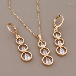 Necklace Earrings Set Trend 2023 High Quality White Natural Zircon Simple And Pendant Sets Luxury Elegant Women's