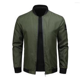 Men's Jackets Men Zipper Closure Jacket Versatile Stand Collar Cardigan Stylish Soft Breathable Spring/fall