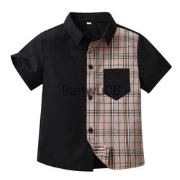 Kids Shirts Summer New Baby Boys Shirt Kids Lapel Short Sleeve Shirt Boys Single Breasted Cardigan Formal Tops Infant Children's Clothes x0728