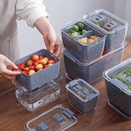 Kitchen Plastic Storage Box Fresh-Keeping Box Refrigerator Fruit Vegetable Drain Crisper Kitchen Food Container storage box X07033119