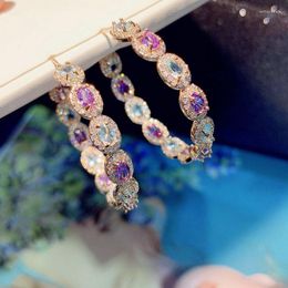 Hoop Earrings Bilincolor Cute Purple And Blue Circle Zirconia Earring For Women