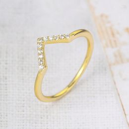 Wedding Rings ZHOUYANG Wave Dainty Ring For Women Simple Letter Jewelry Cubic Zirconia Gold Color Bride Finger Wholesale R293