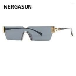 Sunglasses WERGASUN Fashion Rectangle Women Men Square Frame Gradients Lens Brand Designer Sun Glasses UV400