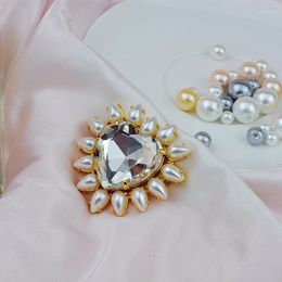 Brooches High Texture Pearl Heart Brooch Set Pin Hat Flower