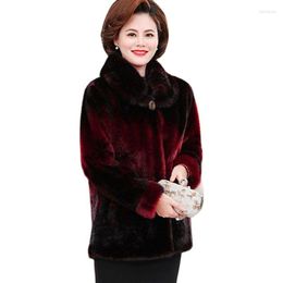 Women's Fur Middle-aged And Elderly Mothers Fashion Winter Casual Coat Mink Fleece Extra Thick Grandma Temperament Woman