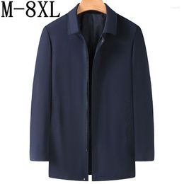 Men's Trench Coats 8XL 7XL 6XL 2023 Long Windbreaker Casual Loose Design Coat Men Fashion England Style Mens Jackets Spring Fall Outwear