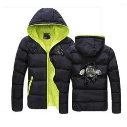 Men's Hoodies 2023 Autumn Winter Perfection Shooting Printing Fashion Leisure Hooded Colour Matching Warm Cotton-Padded Jacket Coat