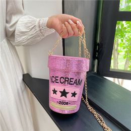 Evening Bags Funny cute cup shape shoulder bag icea cream letter printing bucket ladies crossbody messenger female purse handbag 230729