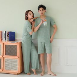 Women's Sleepwear Modal Pajama Set Pyjama 2 Piece Spring And Summer Loose Short Sleeve Round Neck Home Clothes Lounge Pants