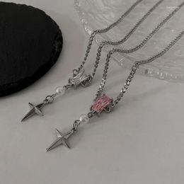 Pendant Necklaces Cross Necklace Women Stars Woman Beads Chain Charms Girls Jewelry Silver Color Trendy European Metal Halskette