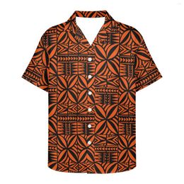 Men's Casual Shirts Polynesian Tribal Fijian Totem Tattoo Fiji Prints Loose Breathable Trendy Cool Fashion Hawaiian Beach Party Tops Summer