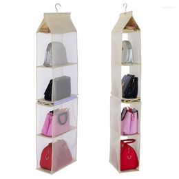 Storage Bags 4 Compartments Detachable Hanging Non-woven Bag Organiser Wardrobe Basket Save Space Easy To Use Tiered