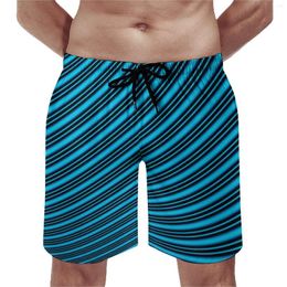 Men's Shorts Blue Lines Board Modern Art Print Quality Beach Trenky Plus Size Swimming Trunks Man