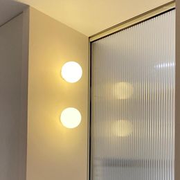 Wall Lamp Ball Glass Designer Model Minimalist Cream Style Living Room White Spherical Bedside