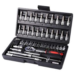 Professional Hand Tool Sets Car Repair Ratchet Spanner Wrench Socket Screwdriver Bits Set Bicycle Kits Mechanical Tools256D