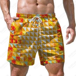 Men's Shorts Summer Beach Ethnic Style 3d Printed Casual Pants Colourful Patchwork Fashion Trend Plus Size