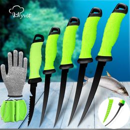 Kitchen Knives Fishing Fillet Knife Boning 3in1 Professional for Filleting Fish Meat Sharp Stainless Steel Non Stick Coating Blade 230729