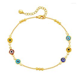 Anklets 2023 KMOKN Selling Fashion Colourful Devil's Eye 18K Real Gold Chain And Trendy Women Feet