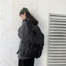 School Bags Black Canvas Trend Female Backpack Fashion Women Waterproof Large Bag Teenage Girls Student Shoulder 230729