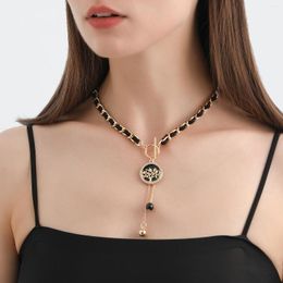 Choker Fashion Goth Black Heart Tree Of Life Sun Pendant Necklaces For Women Punk Gold Colour Chain Wrap Necklace Party Jewellery