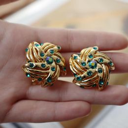 Stud Earrings Vintage Green Stone Twist For Women Jewellery Runway Party T Show Fancy Trendy Boho INS Japan Korea