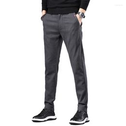 Men's Pants Casual Business Stretch Slim Fit Elastic Waist Korean Classic Thick Black Grey Khaki Army Green Trousers Male