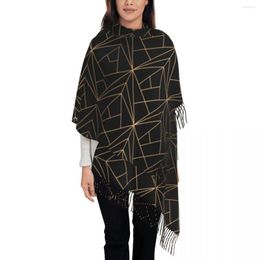 Scarves Elegant Geometric Copper Black Abstract Pattern Scarf For Women Stylish Winter Fall Shawl Wraps Geometry Tassel