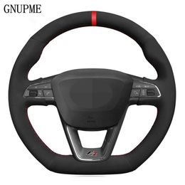 Hand stitched Black Suede Car Steering Wheel Cover For Seat R Leon ST Cupra Ateca FR311h