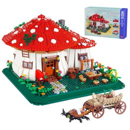 Blocks 2233PCS Fairy Tale Mushroom House Building Blocks MOC Village Architecture Micro Mini Assemble Bricks Girl Kids Birthday Gifts 230729