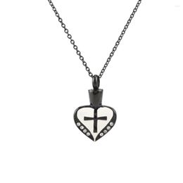 Pendant Necklaces Cross My Heart Cremation Jewelry Memorial Keepsake Stainless Steel Urn Ashes Holder Necklace For Men Women Religious