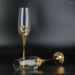 Wine Glasses 2-Piece Wedding Crystal Champagne Glass Set Flute For Gift Gold 201-300 ML