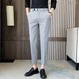 Men's Suits Business Casual Skinny Ankle-length Slim Fit Suit Pant Trousers Fashion Zipper Solid Track Pants C18