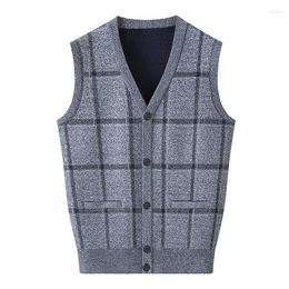 Men's Vests Cardigan Casual Vest Brand For Sleeveless Autumn Basic Sweater Knit Plaid Selling 2023 Vintage Men Winter And Buttons