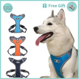 Dog Harness Vest Adjustable Reflective Breathable Mesh Harnesses For Medium Large Breast-band Husky Alaskan Pet Accessories 210830289z