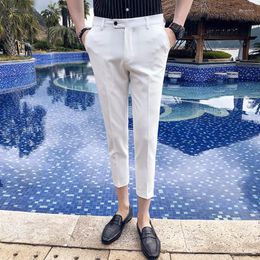 Men's Suits Summer Slim Fit Business Formal Pants 2023 Leisure Holiday Street Wear High Quality Black And White Suit