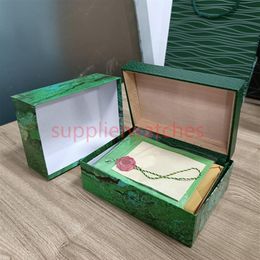 hjd ROLEX Green Cases quality man Watch Wood box Paper bags certificate Original Boxes for Wooden Woman Watches Gift Box Accessori2503