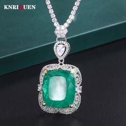 Strands Strings Luxury Vintage 20 2 m Emerald Pendant Tennis Chain Necklace for Women Lab Diamond Cocktail Party Fine Jewellery Accessories Gift 230729