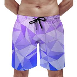 Men's Shorts Triangle Two Tone Board Blue And Purple Comfortable Short Elastic Waist Large Size Swim Trunks Men
