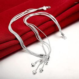 Chains 925 Sterling Silver Necklace Jewelry 18 Inches Wild Charm Five Heart Necklaces For Women Fashion Christmas Gifts