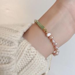 Strand Advanced Light Luxury Baroque Pearl Bracelet Women's Asymmetric Splicing Jade China-chic Niche Design Ins