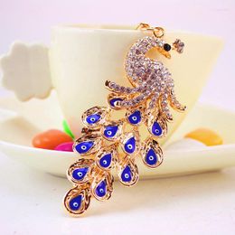 Keychains Creative Fashion Car Pendant Keychain Exquisite Peacock Bag Hanging Gift Alloy Rhinestone Jewellery