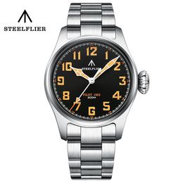 Wristwatches STEELFLIER Official SF740V Quartz Pilot Series Swiss C3 Luminous 200M Waterproof VH31 Movement Mens Fashion Business Watch 230729