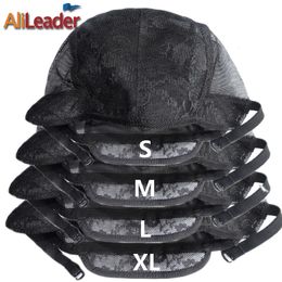 Wig Caps XL/L/M/S Adjustable Weaving Cap For Wig Making Double Layer Lace Wig Caps For Sale Black Hairnet Nylon Wig Cap 10 Pcs/Lot 230729