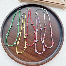 Chains Bohemian Beaded Various Fruit Necklace Coloured Seed Bead Adjustable