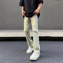 Men's Jeans 2023 Spring Autumn Fashion Brand Men Casual Simple Wash Loose Straight Leg Yellow Mud Pants