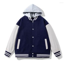 Men's Jackets Baseballs Fashion Quality Patchwork Button Hooded Sports Coat Women Men Team Varsity Jacket Custom