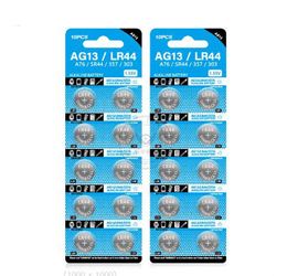 Hight Quality LR44 1.5V Lithium Battery 165mAh Li-ion Button Cell AG13 A76 SR44 1.5 Volt Alkaline Liion Coin Batteries for Quartz Watch Smart Car Remote Control Toy UPS