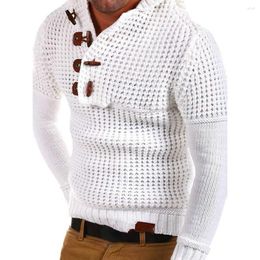 Men's Sweaters Men Knitwear Pullover Retro Solid Colour Knitted Plaid V-neck Ribbing Cuffs Hoodies Clothes For Winter